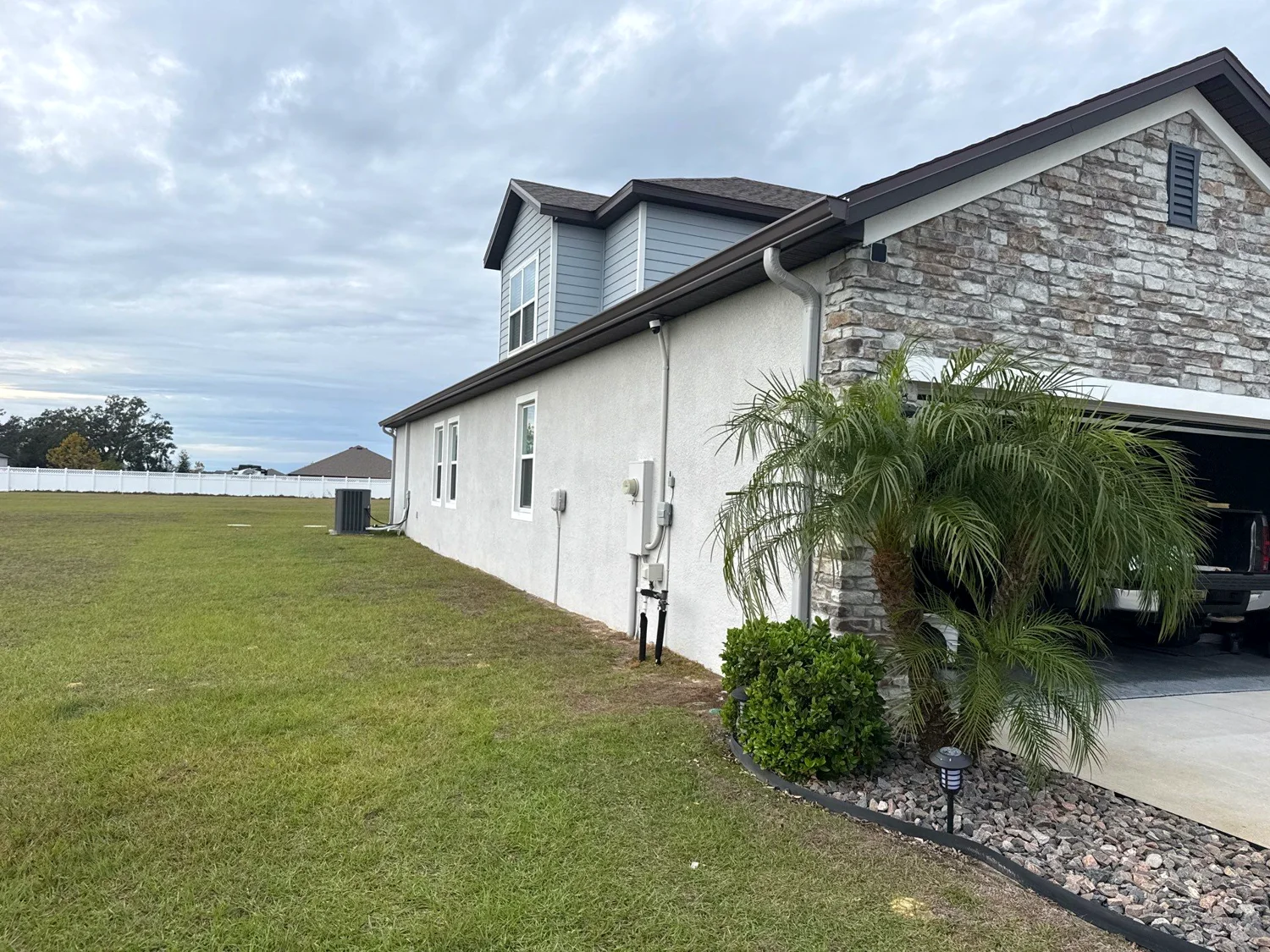 Aluminum gutter system on a backyard in Palm Beach Gardens